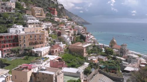 Coastal Town on Hillside by the Sea