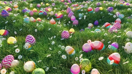Frühlingswiese mit Ostereiern