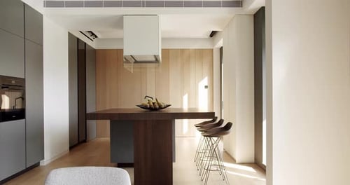 Modern Kitchen Interior With Central Island Counter