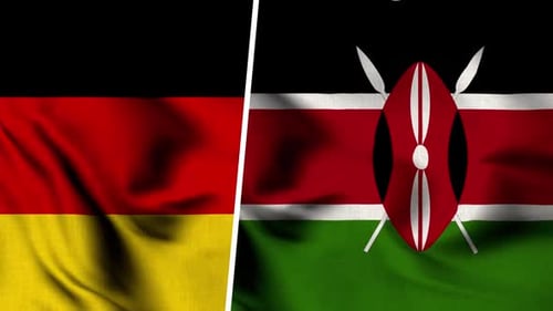 Germany and Kenya Waving Flags Seamless Loop