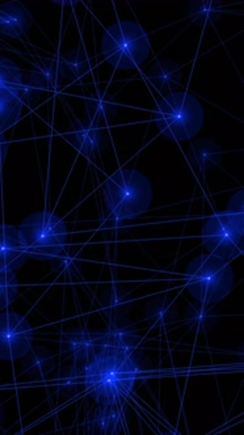 Abstract Blue Digital Network Lines and Dots Looping Background