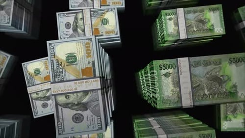 US Dollar and Guyana dollar money exchange loop
