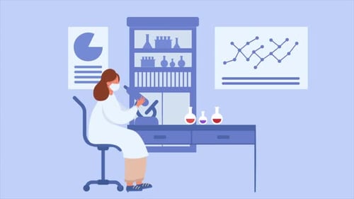 Animated Flat Design Scientist Researching in a Laboratory