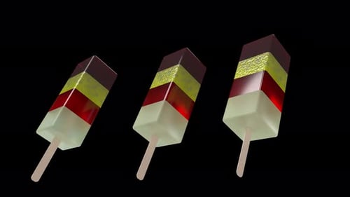 Rotating Layered 3D Popsicles Alpha Channel Loop