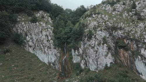 Aerial view of mountains with trees, Austria.