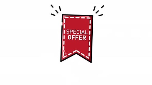 Hand-Drawn Sketch Special Offer Ribbon Tag Animation