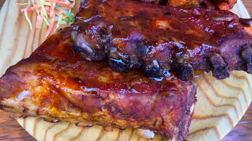 Close Up of Delicious Ribs with Sides