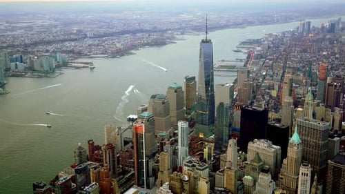 Cityscape Shot of Futuristic High Rise Skyscrapers Metropolis Business District