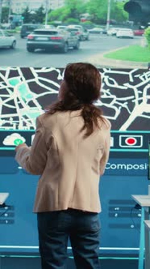 Vertical Video Manager Supervising Diverse Employees Operators in Delivery Call Center Office