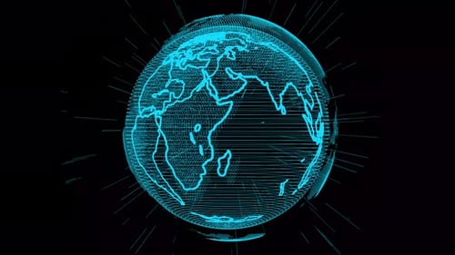 digital Spinning Hologram Globe of Planet Earth. Vd 579
