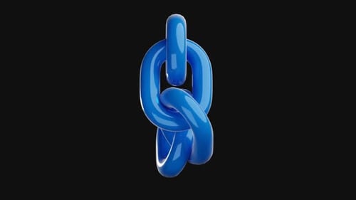 Abstract Blue 3D Chain Links Rotating Seamlessly