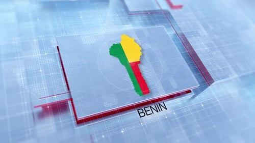 Benin Map Flag Reveal on Modern Tech Digital Display
