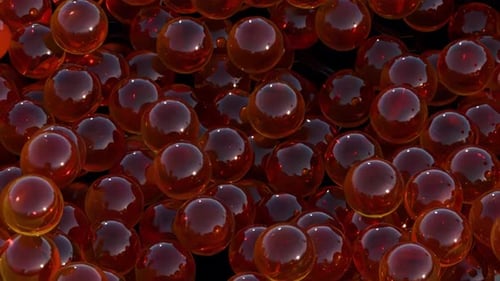 Translucent Spheres Falling into a Geometric Grid Background