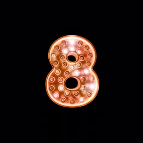 3D Illuminated Marquee Number 8 Reveal