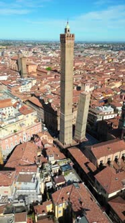 Two Towers of Bologna, Italy iconic symbols of the city Asinelli and Garisenda