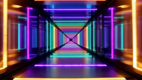 Futuristic Neon Rainbow Tunnel Loop Animation