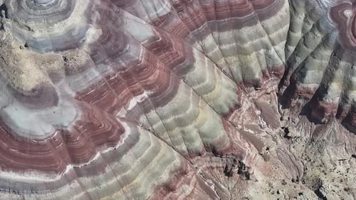 Aerial view of striped geological formation, United States.