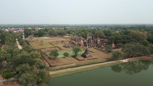 Aerial View of Sukhothai Monument in Thailand