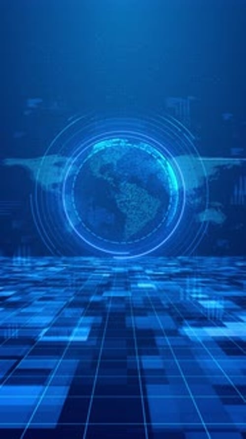 Futuristic Global Technology Digital Grid Background Animation