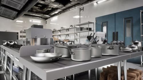 Professional Kitchen , View Counter In Stainless Steel