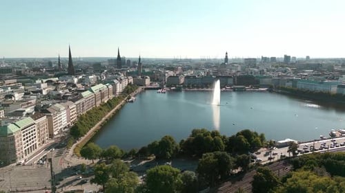 Ciudad de Hamburgo desde arriba Vista aérea panorámica del lago Inner Alster Binnenalster en Hamburgo
