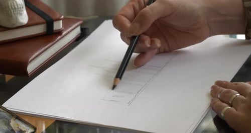 Artist Sketching the Hungarian parliament with a pencil 1. Fast Motion