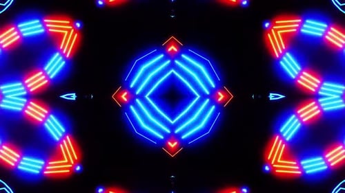 Dynamic neon lights creating vibrant abstract geometric patterns