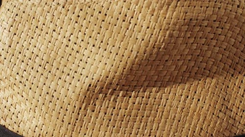 Detailed Close Up of a Woven Straw Hat