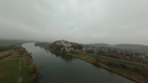 Tyniec Benedictine Abbey church next to Vistula river Krakow Poland old landmark