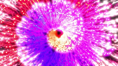 Abstract tunnel of multicolored particle laser energy background
