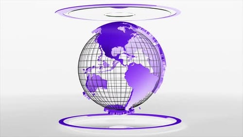 Tecnología púrpura: planeta Tierra, girando en bucle