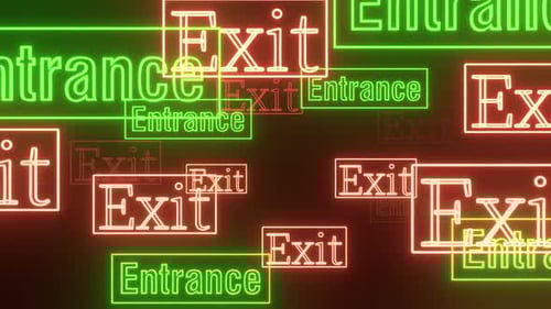 Glowing Neon Entrance Exit Signs Animated Background