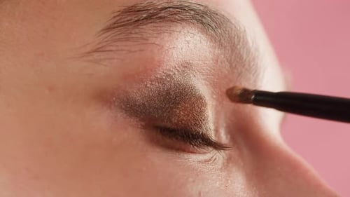 Eye Shadow Applied with Brush, Close Up