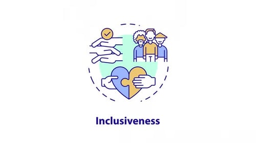 Animated Flat Design Icons Illustrating Inclusiveness and Diversity