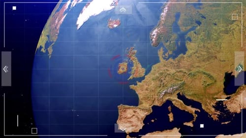 Futuristic Global Map Zoom and Location Pinpoint Animation with Digital UI