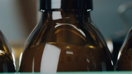 A row of glass bottles