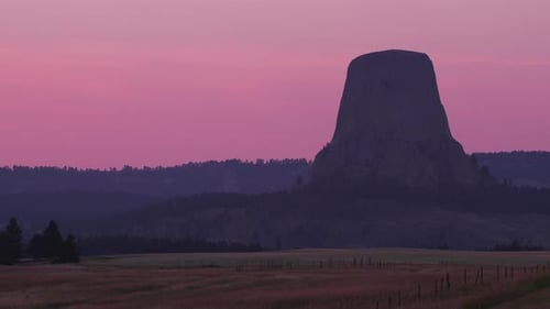 Devils Tower Sunset Wyoming America Black