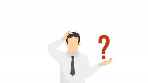 Flat Design Animation of Confused Man with Question Mark