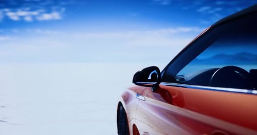 Sleek Sports Car on Bright White Landscape Background
