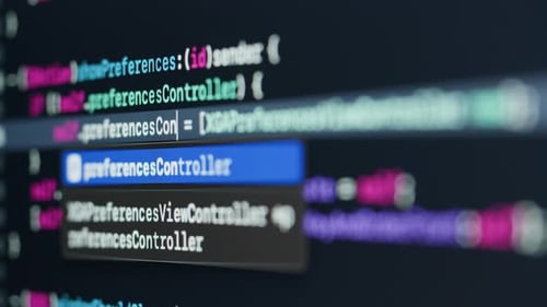 Codieren von UX-UI-Skripttext auf dem Bildschirm HTML5 im Editor für die Website-Entwicklung Nahaufnahmemakro von