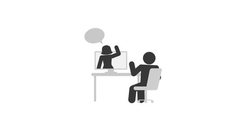 Flat Design Animated Pictograms: Online Meeting and Communication