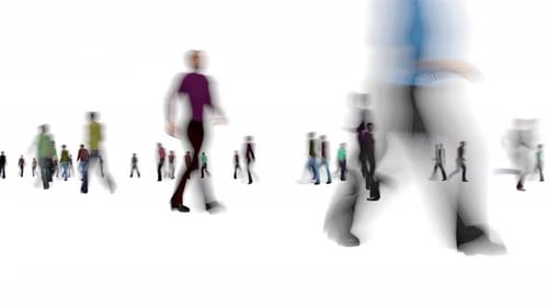 Abstract Blurred People Walking on White Background