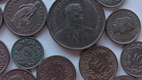 Close Up of Swiss Coins