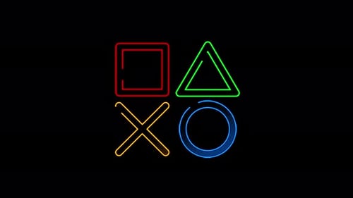 Joystick gaming and console video play symbol loop concept