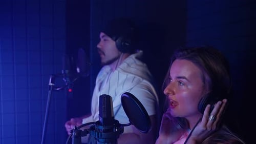 Recording a Duet Song in the Music Studio