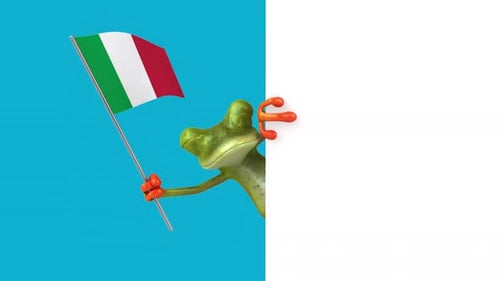 Animated 3D Frog Holding Italian Flag