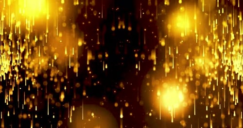 Golden Shimmering Particles Falling Down Light Loop Background