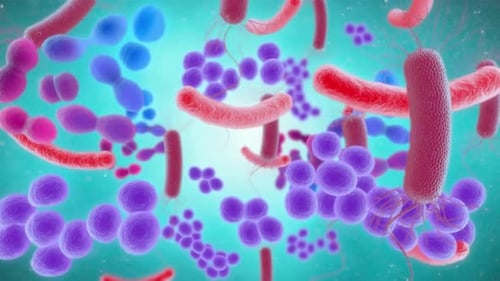 Floating Microorganisms and Bacteria Cells Animation