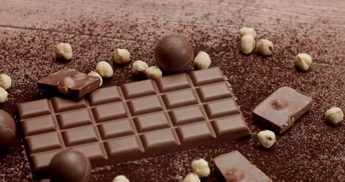 Milk Chocolate and Hazelnuts Still Life