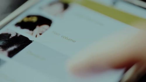 Scrolling Through Hair Related Options on a Tablet